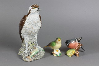 A Beswick Ben Eagles whisky decanter in the form of an Osprey  8" and 2 Beswick birds - Goldfinch 2015 and Bullfinch 1042 4"