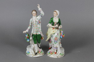 A pair of early 20th Century Naples porcelain figures of shepherd  and shepherdess 6"