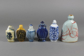 6 various Oriental snuff bottles