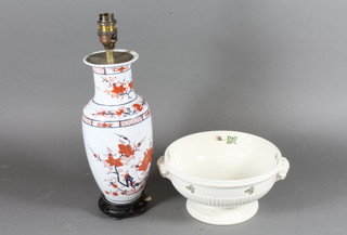 A Wedgwood Edem patterned circular bowl 8" and a modern Japanese table lamp in the Kakiemon palette