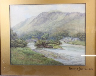 W A Makinson, late 19th Century British School, watercolour on  paper "Grange, Boroughdale" a Lake District riverscape, signed  8.75"h x 11"w, together with 2 companion pieces,  Aysgath-Wensleydale and Broom Point at Derwent Water