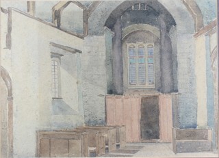 Anthony Cox, 20th Century British School, watercolour on  paper, interior of a Norman Church, signed and dated 1948,  10.5"h x 14.5"w