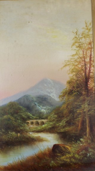 Late 19th Century British School, 2 oil on papers, picturesque mountainous landscapes, unsigned, 17.25"h x 10"h