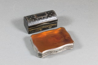 A shaped silver trinket box of serpentine outline 3" and a George III domed inlaid tortoiseshell snuff box 2.5"