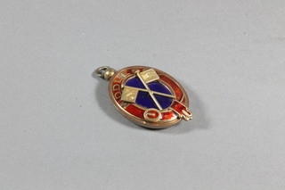 A Masonic silver gilt and enamelled Mark Master Masons Provincial Grand Officers collar jewel - standard bearer