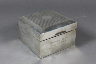 A square silver cigarette box with hinged lid, Birmingham 1938   3.5"