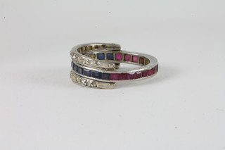An Art Deco sapphire and diamond flip-over eternity ring