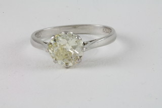 An 18ct white gold dress ring set a solitaire diamond, approx  1.68ct  ILLUSTRATED