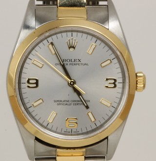 A gentleman's Rolex Oyster Perpetual wristwatch contained in a  bi-colour case with integral bracelet   ILLUSTRATED