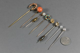 8 various stick pins