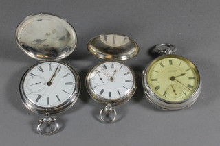 A silver key wind hunter pocket watch London 1833, a silver  hunter pocket watch London 1838 and an open faced pocket watch