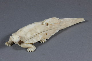 A carved ivory figure of a turtle 5"