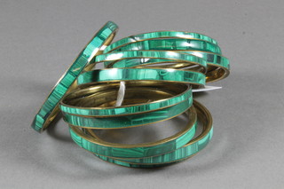 11 malachite and gilt metal bracelets