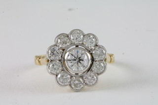 An 18ct yellow gold cluster dress ring set diamonds, approx  1.70ct