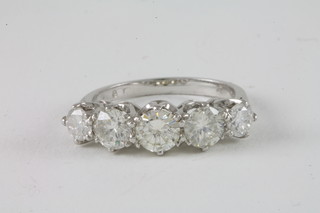 An 18ct white gold dress/engagement ring set 5 claw set  diamonds approx 2.15ct