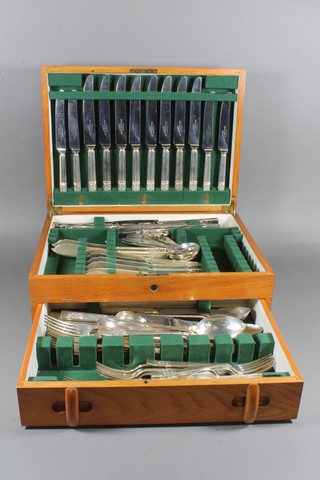 A silver plated canteen of cutlery