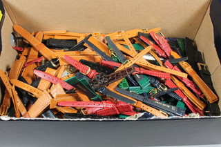 A quantity of various leather wristwatch straps