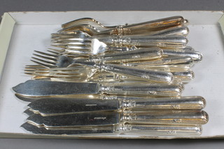 A quantity of silver plated fish knives and forks