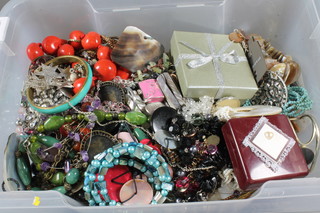 A crate of costume jewellery