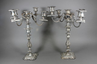 A pair of 5 light silver plated candelabrum 18"