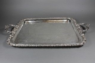 An engraved silver plated tray 27"