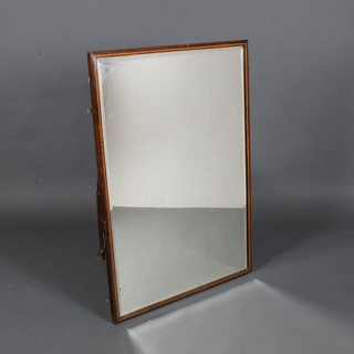 A rectangular bevelled plate wall mirror contained in an inlaid mahogany frame 39"h x 27"w