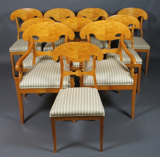 A set of 10 Maple Biedermeier dining chairs comprising 8 standard, 2 carvers  ILLUSTRATED