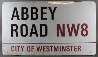 A City of Westminster enamelled road sign - Abbey Road NW8  17" x 30"  ILLUSTRATED