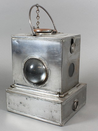A 19th Century polished steel LMS bullseye railway lantern