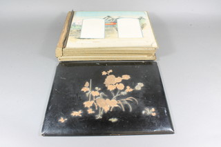 A Victorian Chinese lacquered photograph album, some damage,  no contents,