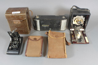 A Kamera-Waerkstatten folding camera, an Ensign folding  camera, a Kodak PocketB folding camera and 3 others
