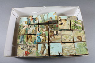 A Victorian cube puzzle with transfer decoration to all 6 sides depicting children at play