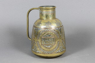 A 19th Century Safavid bi-metallic jug with Kufic script  decoration 6"