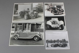 5 1940's black and white photographs of vintage cars including  Rolls Royce, Bentley etc