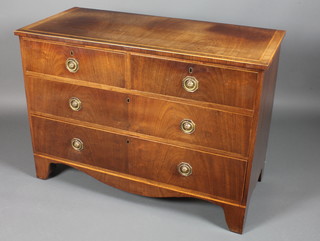 A 19th Century mahogany chest with crossbanded top, fitted 2  short and 2 long drawers 31"h x 43"w x 20"d