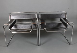 A pair of Marcel Breuer chrome and leather armchairs