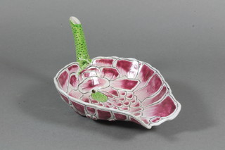 A Chinese leaf shaped rosewater dispenser 7"