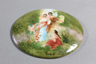 An oval Berlin porcelain plaque decorated classical figures 3.5"