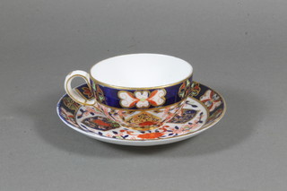 A Crown Derby porcelain cabinet cup and saucer decorated in the  Imari manner