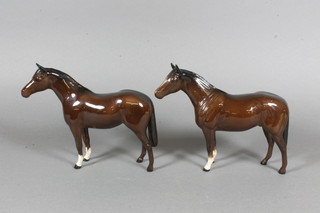 2 Royal Doulton figures of standing bay stallions 5.5"