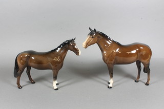 A Beswick figure of a standing bay stallion 8.5", ear f and r and  1 other 7"