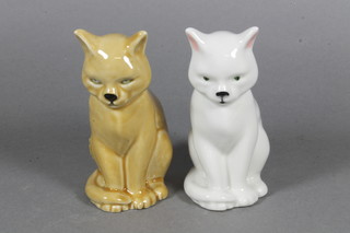 A Wade white glazed figure of a cat and do. brown cat 4.5"