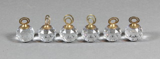 6 pear shaped faceted cut glass menu holders