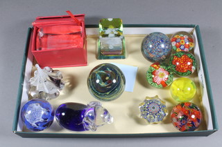 A Strathearn glass paperweight 1" and 12 other paperweights