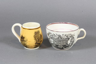 An 19th Century Sunderland lustre tea cup decorated figures of Faith Hope and Charity