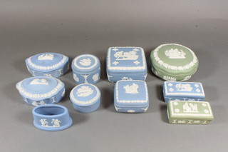 9 various Wedgwood Jasperware trinket boxes and a do. table  lighter base