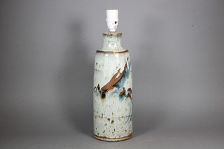 After Bernard Leach, a St. Ives Pottery club shaped table lamp,  the base with 2 impressed marks, 13.5"h