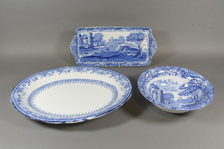 A Copeland Spode Italian pattern twin handled plate 14", do.  circular bowl 9.5" and an oval dinner plate 16"