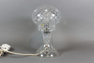 A cut glass table lamp 12"