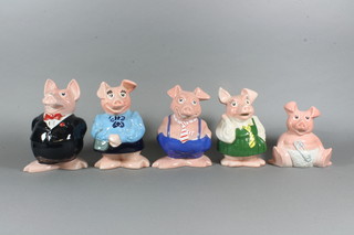 A set of 5 Wade Natwest Piggy Banks